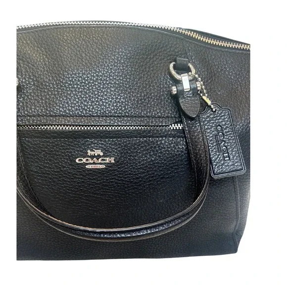 Coach Prairie Satchel Black Pebble Leather Crossbody Bag 58874 - Picture 5 of 12